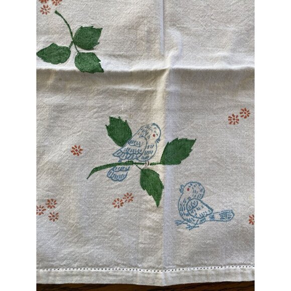 Vintage Hand painted Table Runner With Cinderella Blue Bird & Leaf Design - Picture 2 of 6